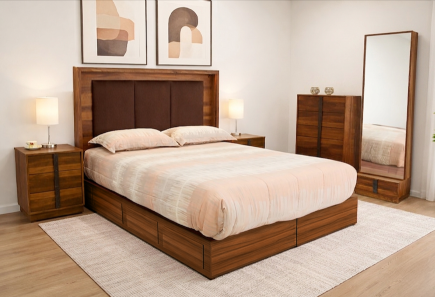 CABECERA, DOS BURÓS, CÓMODA Y LUNA OLMO ROBLE