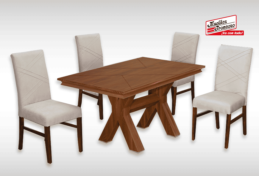 ANTECOMEDOR EMMA CON 4 SILLAS RUSSEL LATTE