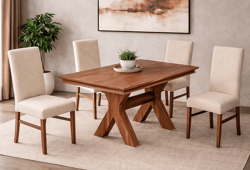 ANTECOMEDOR EMMA CON 4 SILLAS RUSSEL LATTE