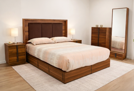 CABECERA, DOS BURÓS, CÓMODA Y LUNA OLMO ROBLE