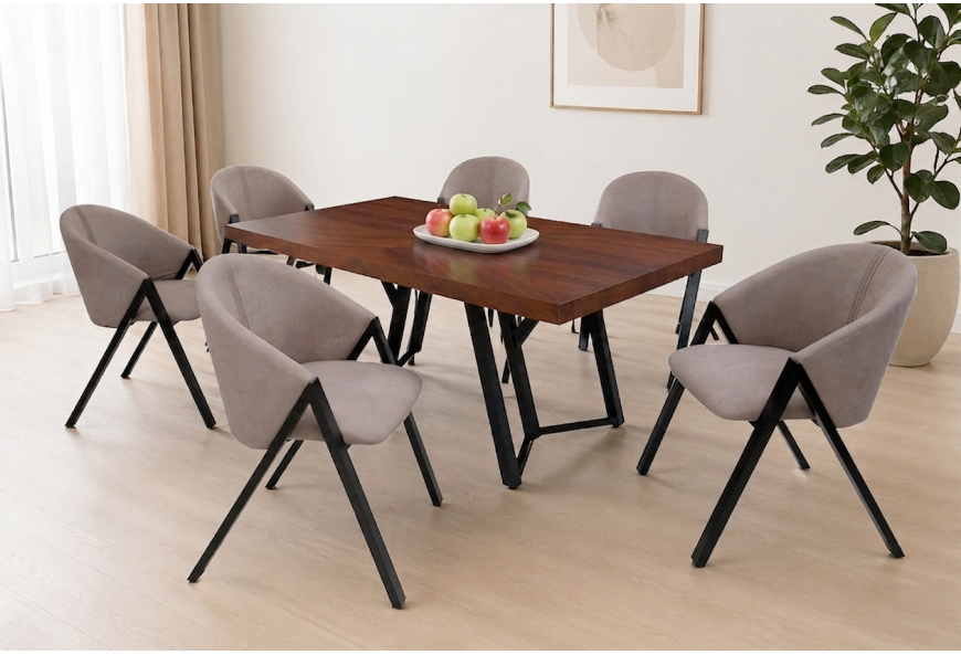 ANTECOMEDOR MALLORY CON 6 SILLAS MALLORY CAPUCHINO