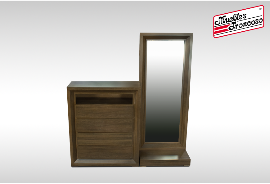 CABECERA, DOS BURÓS Y CÓMODA CON LUNA FLORENCIA TABACO