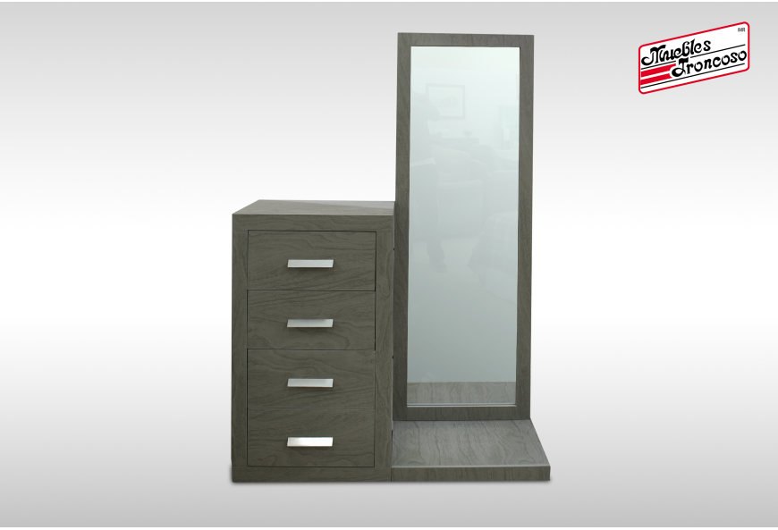 CABECERA, DOS BURÓS Y CÓMODA CON LUNA KIRA GRIS