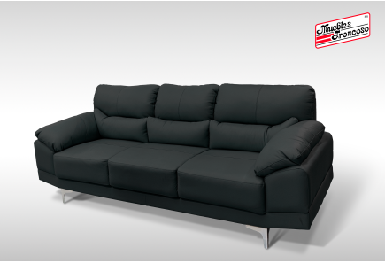 SALA DUBLIN PIEL GRIS SOFÁ Y LOVE SEAT