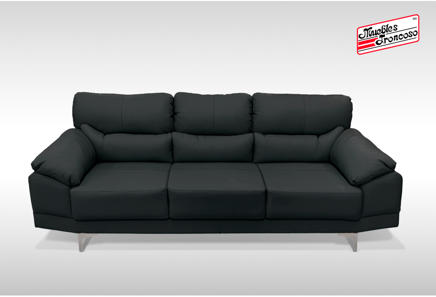 SALA DUBLIN PIEL GRIS SOFÁ Y LOVE SEAT