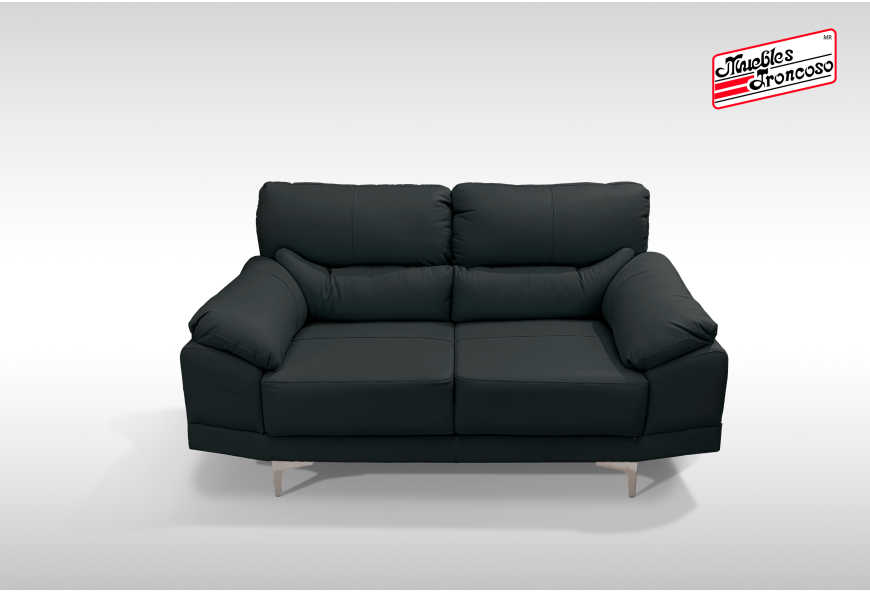 SALA DUBLIN PIEL GRIS SOFÁ Y LOVE SEAT