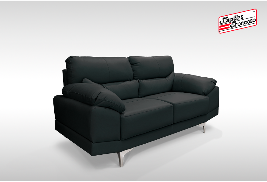 SALA DUBLIN PIEL GRIS SOFÁ Y LOVE SEAT