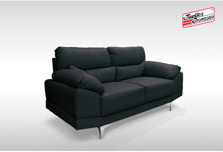 SALA DUBLIN PIEL GRIS SOFÁ Y LOVE SEAT