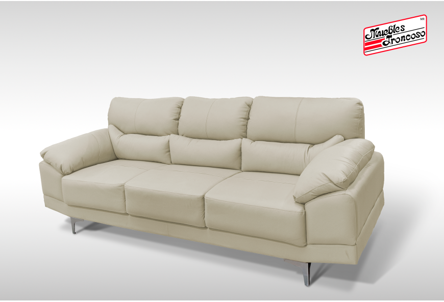 SALA DUBLÍN PIEL MARFIL SOFÁ Y LOVE SEAT