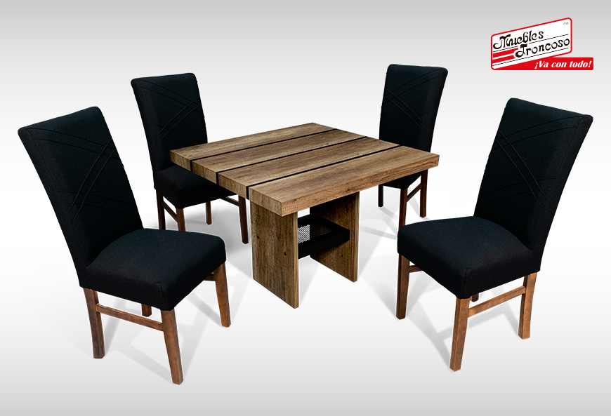 ANTECOMEDOR PEPPER JR CON 4 SILLAS RUSSEL CHARCOAL