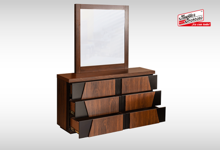 CABECERA, DOS BURÓS Y CÓMODA CON LUNA BECCA