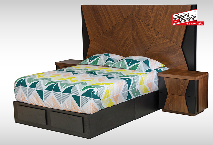 CABECERA, DOS BURÓS Y CÓMODA CON LUNA BECCA