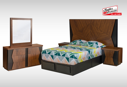 CABECERA, DOS BURÓS Y CÓMODA CON LUNA BECCA