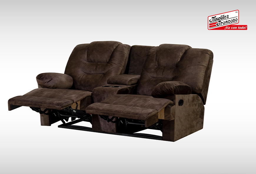 SALA TEXAS CHOCOLATE RECLINABLE LOVE SEAT Y SOFÁ
