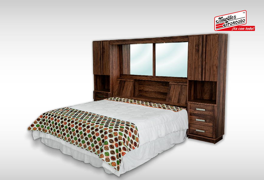 CABECERA, DOS BURÓS Y CÓMODA CON LUNA FOREST K.S. ROBLE