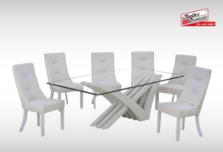 ANTECOMEDOR ONTARIO CON 6 SILLAS MÓNACO SILVER PTA / PERLA