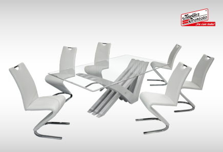 ANTECOMEDOR ONTARIO CON 6 SILLAS DC-59 BLANCA