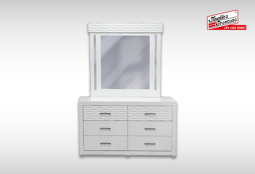 CABECERA, DOS BURÓS Y CÓMODA CON LUNA LUSAIL BLANCA