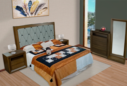 CABECERA, DOS BURÓS Y CÓMODA CON LUNA FLORENCIA TABACO