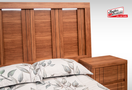 CABECERA,  DOS BURÓS Y CÓMODA CON LUNA CLEMENZA WALNUT