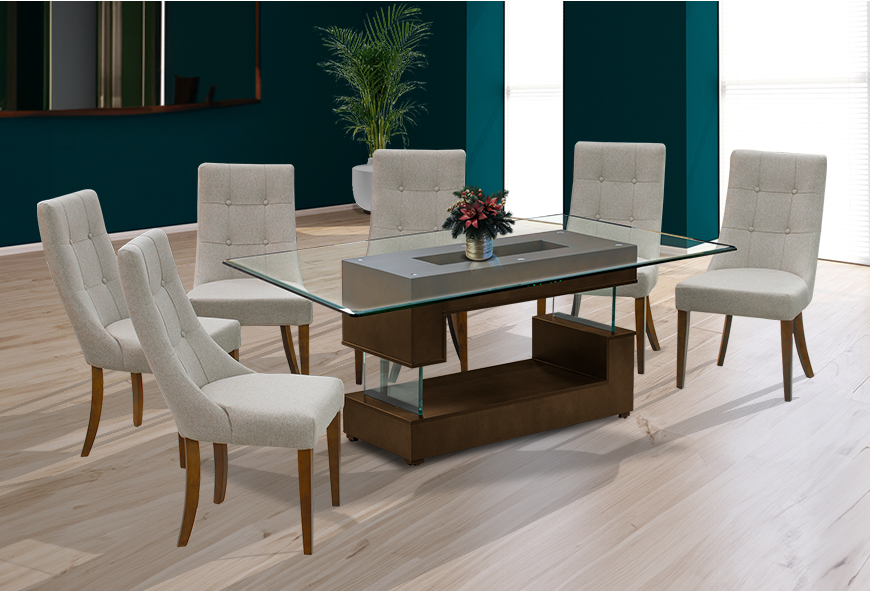 ANTECOMEDOR VERSALLES NOGAL 1.80 CON 6 SILLAS ESPARTA MAGIT BEIGE ANTECOMEDOR VERSALLES NOGAL 1.80 CON 6 SILLAS ESPARTA MAGIT BEIGE