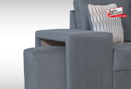 SALA ZAIRA GRIS CON TABURETES