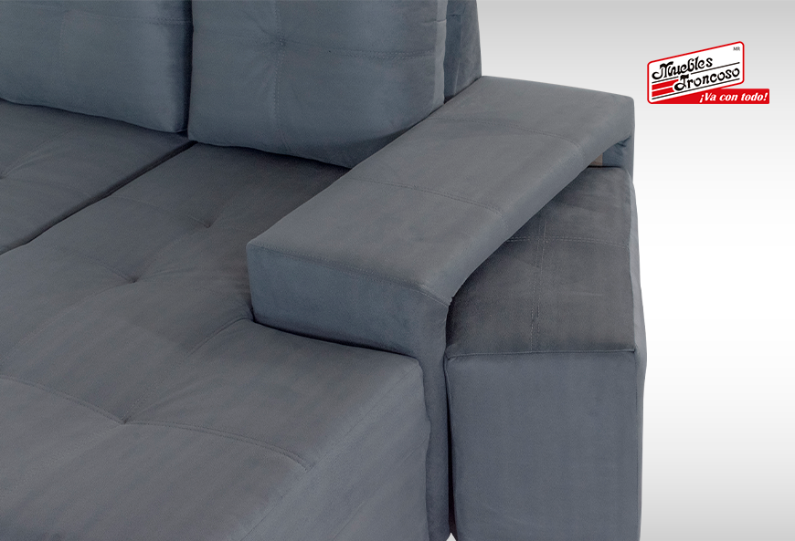 SALA ZAIRA GRIS  MODULAR CON 3 TABURETES