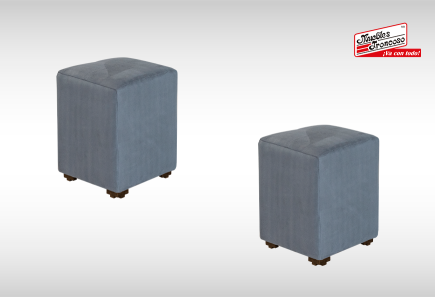 SALA ZAIRA GRIS CON TABURETES