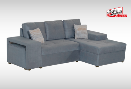 SALA ZAIRA GRIS CON TABURETES