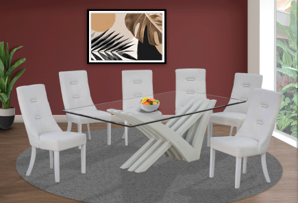 ANTECOMEDOR ONTARIO CON 6 SILLAS MÓNACO SILVER PTA / PERLA