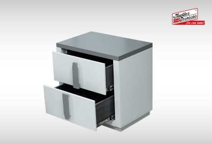 CABECERA, DOS BURÓS Y CÓMODA CON LUNA MAE GRIS/TULE WHITE