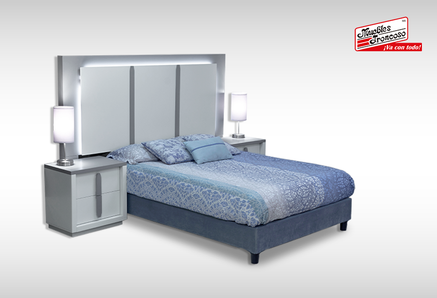 CABECERA Y DOS BURÓS MAE GRIS/TULE WHITE