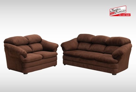 SALA CÁDIZ MALI CAOBA SOFÁ Y LOVE SEAT