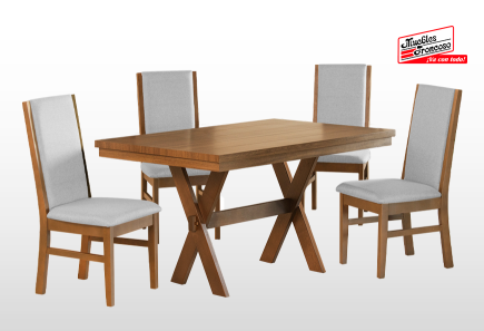 ANTECOMEDOR SILVER NOGAL CON 4 SILLAS ARGELIA MICHELLE MOUSE PTA/NOGAL