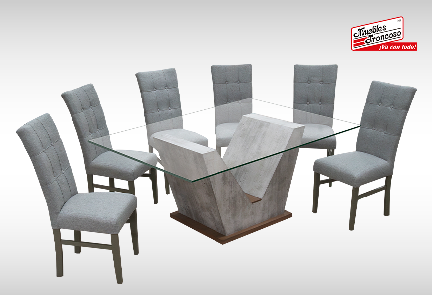 ANTECOMEDOR DAKAR CON 6 SILLAS DORIAN MAGIT PLATA