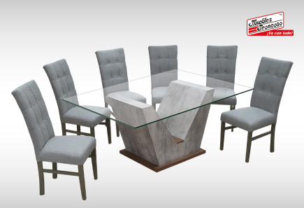 ANTECOMEDOR DAKAR CON 6 SILLAS DORIAN MAGIT PLATA