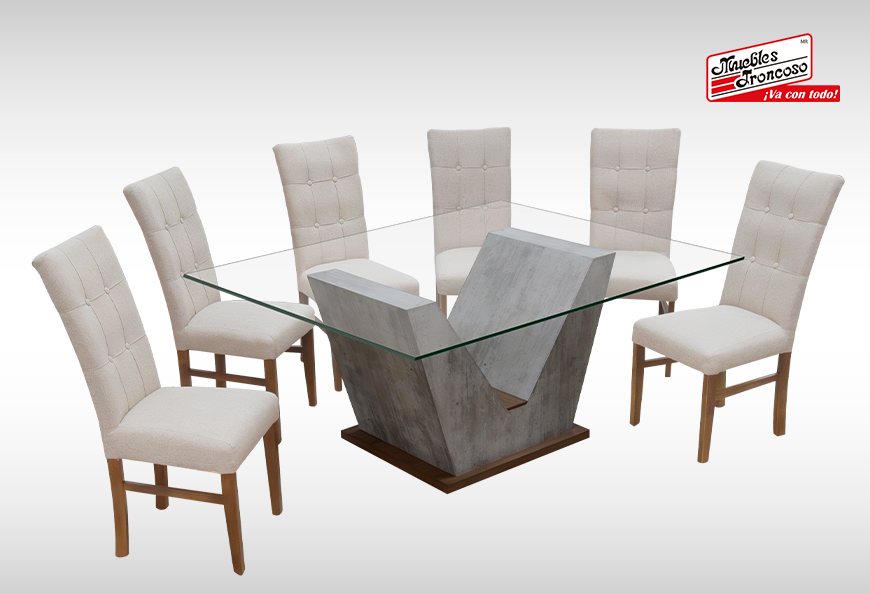 ANTECOMEDOR DAKAR CON 6 SILLAS DORIAN MAGIT BEIGE