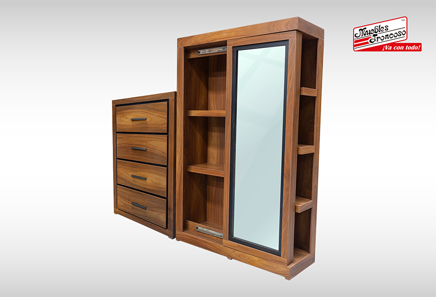 CABECERA, 2 BURÓS Y CÓMODA CON LUNA SAMBA