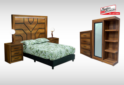 CABECERA, 2 BURÓS Y CÓMODA CON LUNA SAMBA