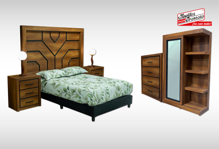 CABECERA, 2 BURÓS Y CÓMODA CON LUNA SAMBA