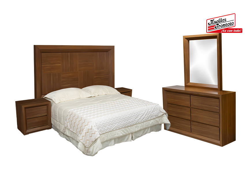 CABECERA, DOS BURÓS Y CÓMODA CON LUNA CALIPSO