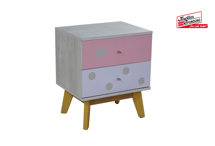 CABECERA, 2 BURÓS Y CÓMODA CON LUNA LULA RUSTI PASTEL