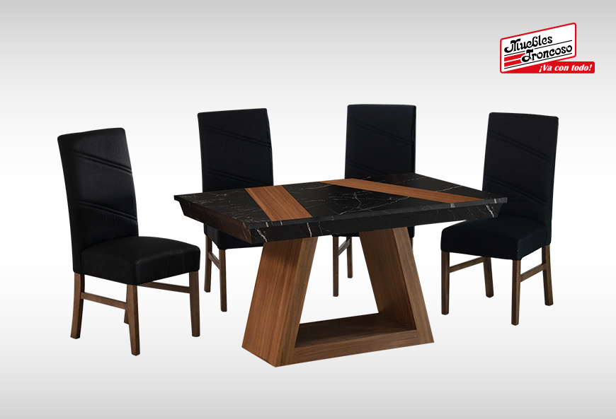 ANTECOMEDOR ALEGRA CON 4 SILLAS ROYALE NEGRO