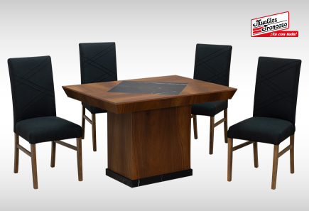 ANTECOMEDOR SALVATORE CON 4 SILLAS RUSSEL CHARCOAL