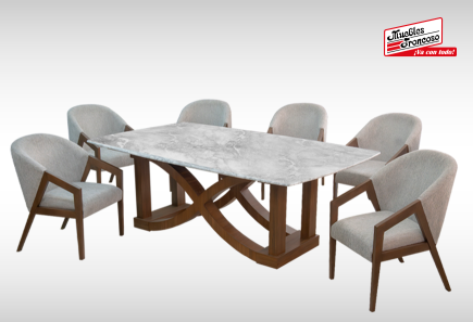 ANTECOMEDOR SIDNEY CON 6 SILLAS POLET