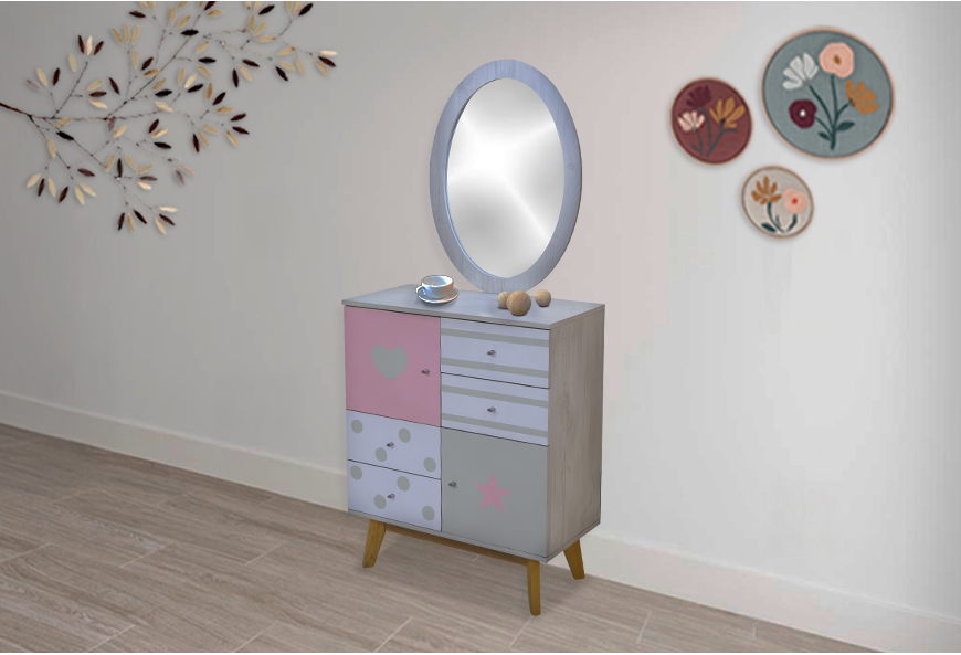 CÓMODA Y LUNA LULA RUSTI PASTEL