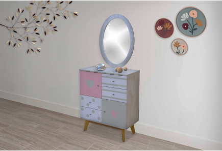 CÓMODA Y LUNA LULA RUSTI PASTEL