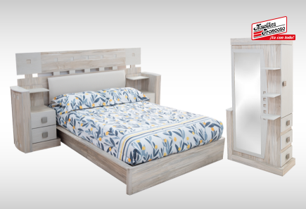 CABECERA, DOS BURÓS Y CÓMODA CON LUNA KENIA II AMBROSÍA