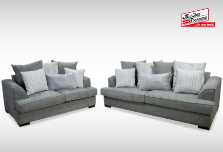 SALA MONTECARLO GRIS SOFÁ Y LOVE SEAT