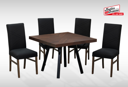 ANTECOMEDOR MALLORY JR  CON 4 SILLAS RUSSEL CHARCOAL